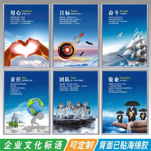 企业文化挂画公司办公室标语会议励志背景墙展板工厂走廊宣传海报